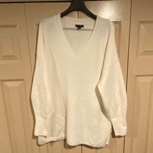 Halogen White V-Neck Sweater
